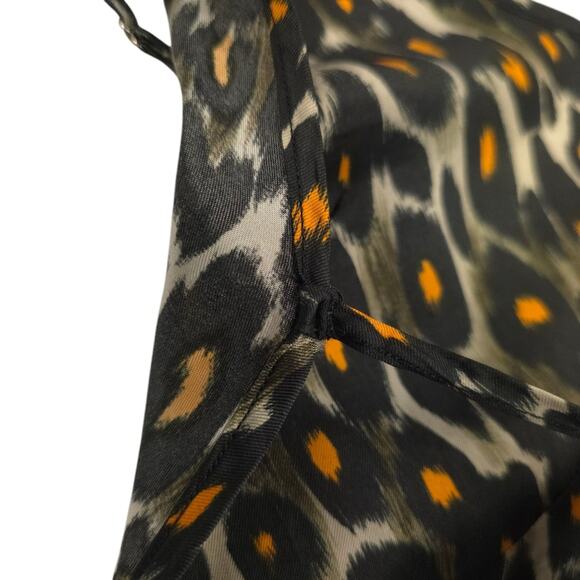 R13 Midi Slip Dress With Back Tie Grey Orange Leopard - Picture 13 of 16